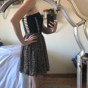 Animal Print Black Evening Dress